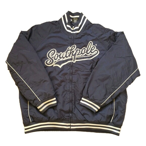 Vintage Southpole Letterman Sz XL Mens Blue Full Zip Embroidered Varsity Jacket - Picture 1 of 9